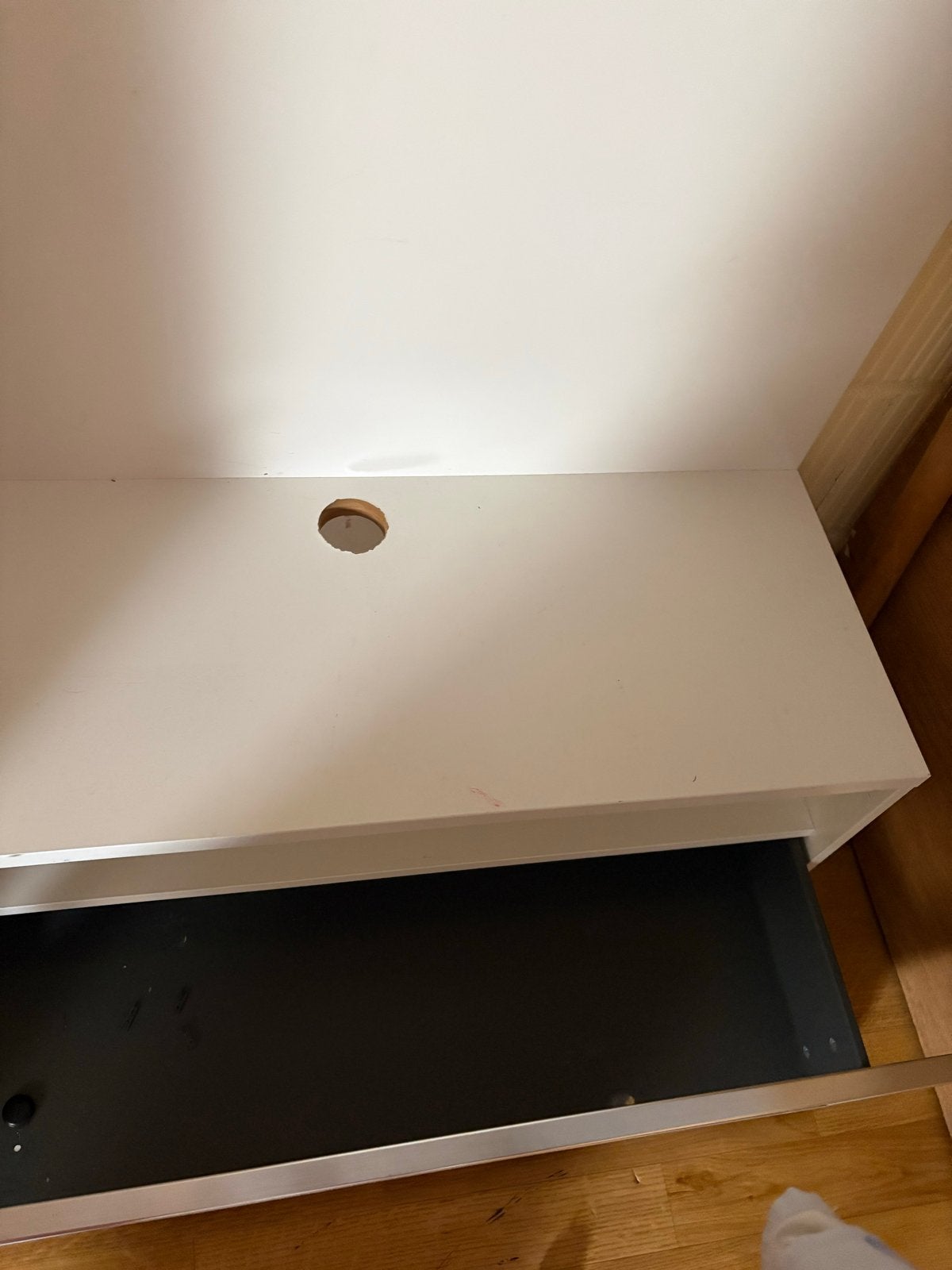 Witte tafel met lade, Huis en Inrichting, Minder dan 50 cm, Gebruikt, Ophalen of Verzenden, Minder dan 100 cm