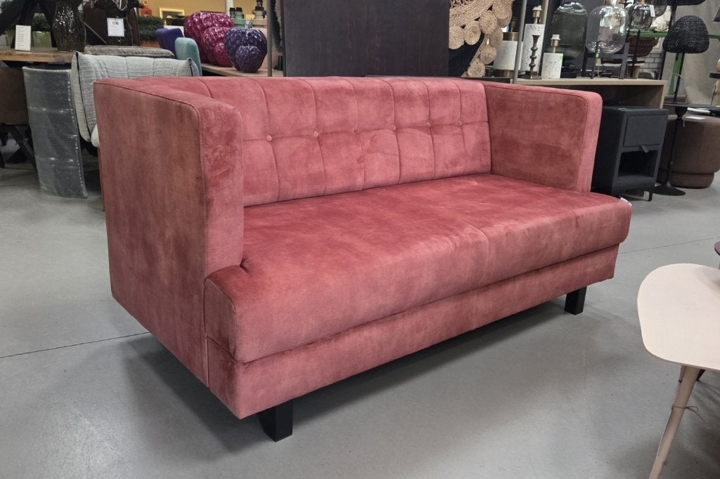 Sfeervolle bank fluweel velvet koraal  roze 160 cm bankstel, Huis en Inrichting, Banken | Bankstellen, Ophalen, 150 tot 200 cm