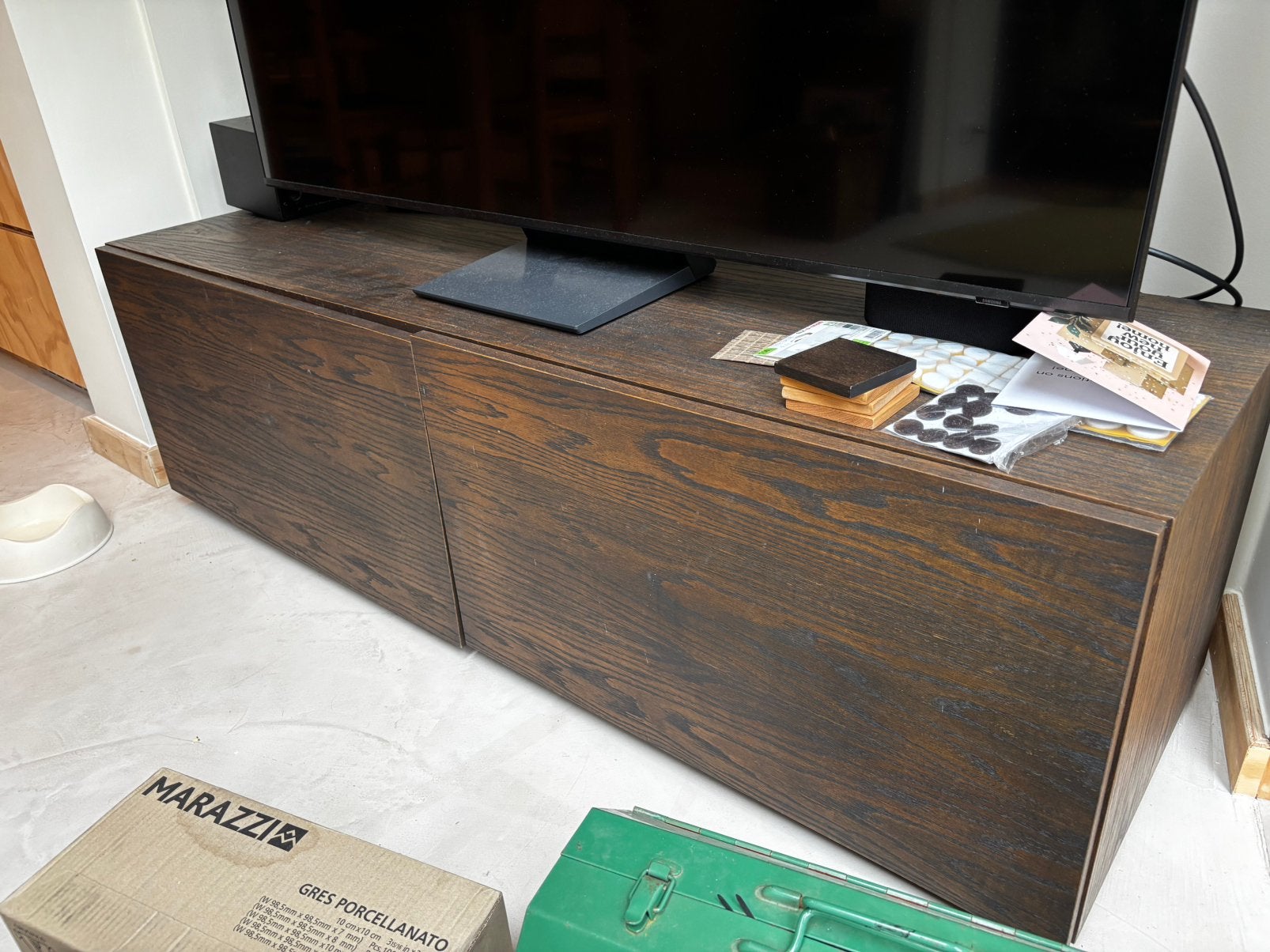 Handmade cabinet / tv unit / drawers - smoked oak stain., Ophalen, 50 tot 100 cm, Zo goed als nieuw, Minder dan 100 cm