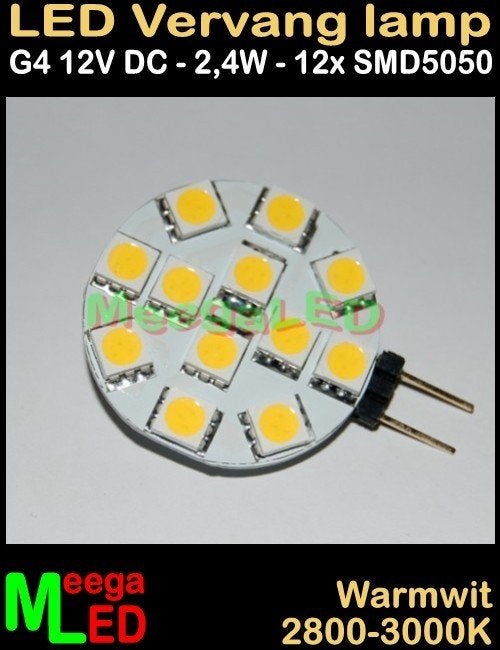 LED G4 ledspot ledlamp rond 12 SMD5050 - 12Vdc – 2,4 Watt, 30 tot 60 watt, Led-lamp, Nieuw, Ophalen of Verzenden