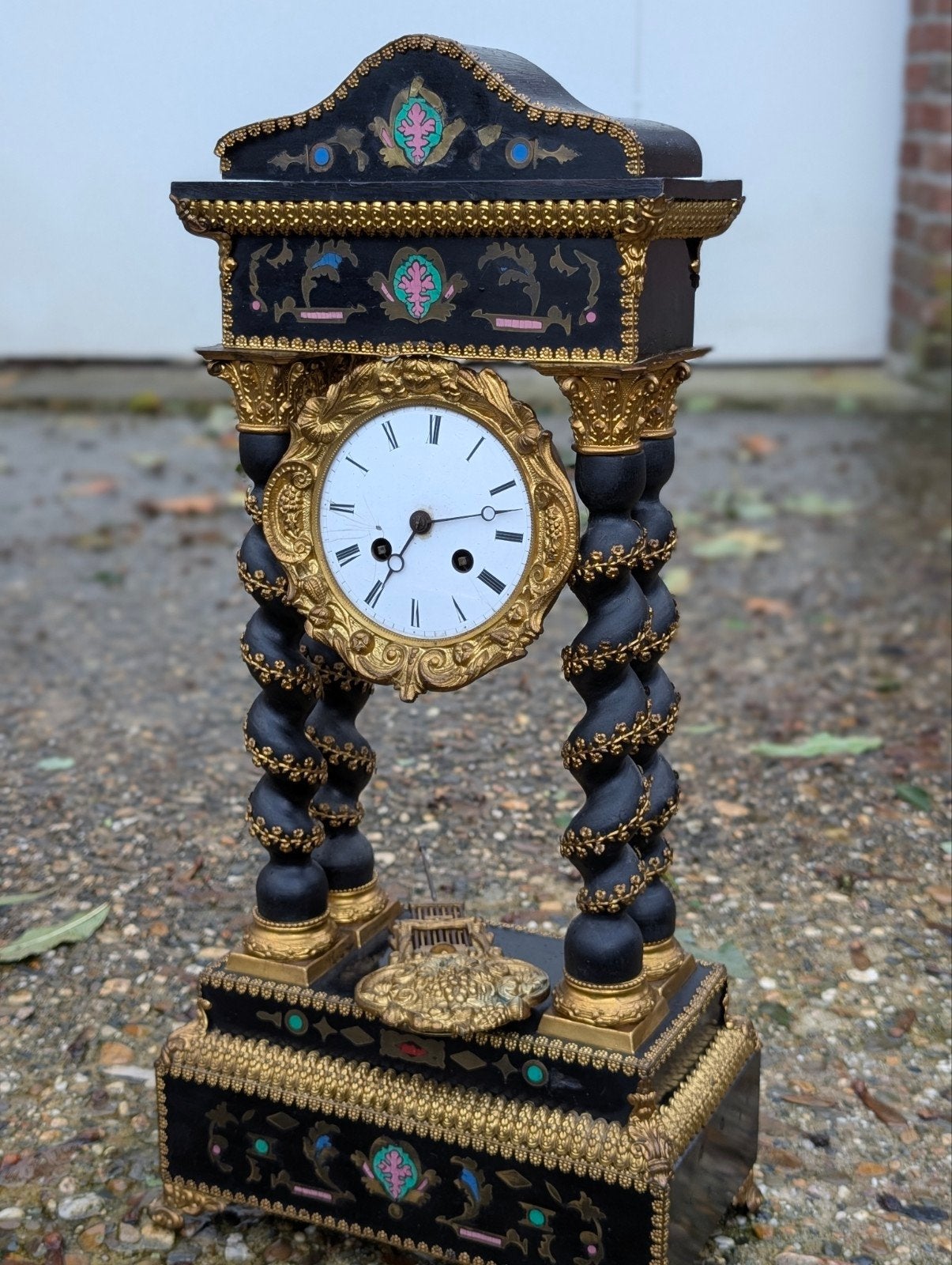 antieke kolom pendule 53 cm hoog. €150., Ophalen
