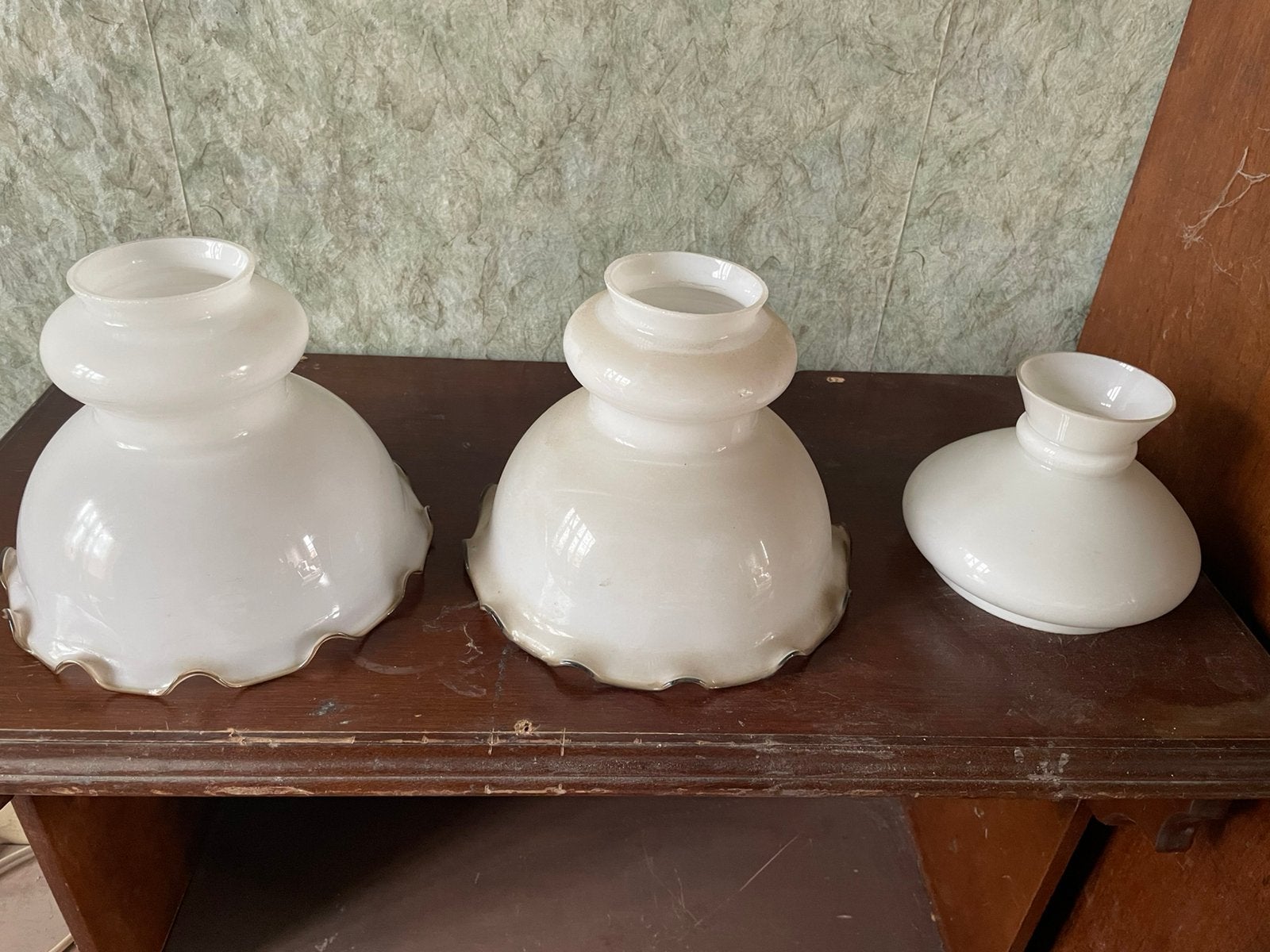 Glazen lampenkappen, Huis en Inrichting, Lampen | Lampenkappen, Ophalen, Gebruikt, Wit, Rond