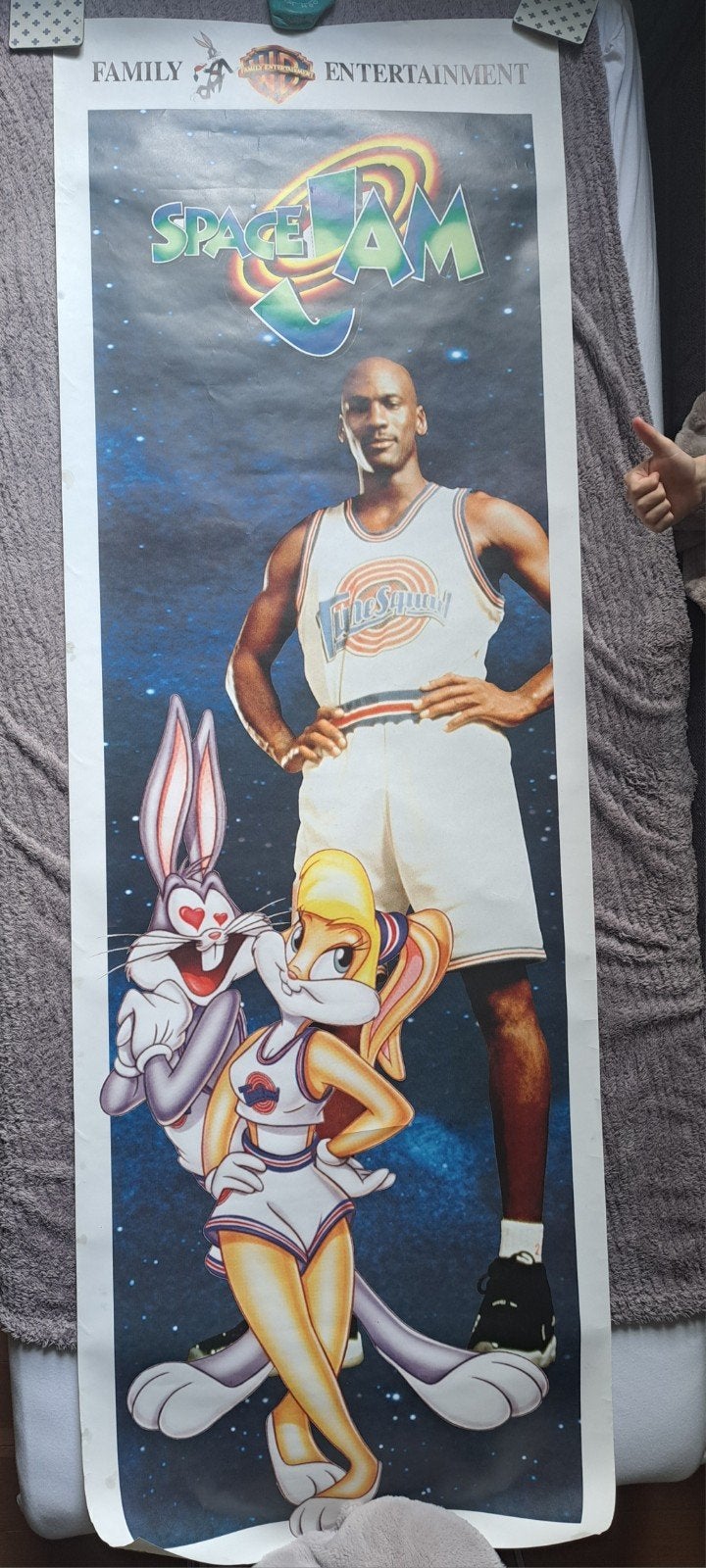 Space Jam Poster Michael Jordan Bugs Bunny 195x65cm, Verzamelen, Posters, Gebruikt, Film en Tv, Deurposter of groter, Rechthoekig Staand