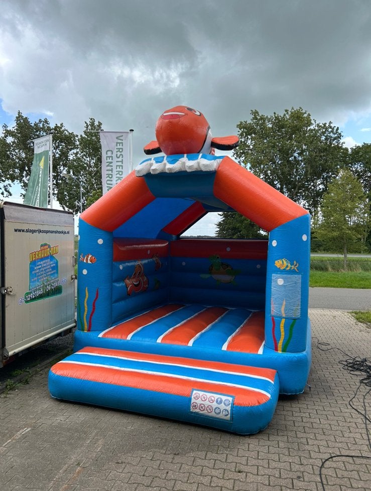 Springkussen te huur (nemo, koe, aap, clown), Hobby en Vrije tijd, Feestartikelen | Verhuur, Ophalen, Zo goed als nieuw, Overige