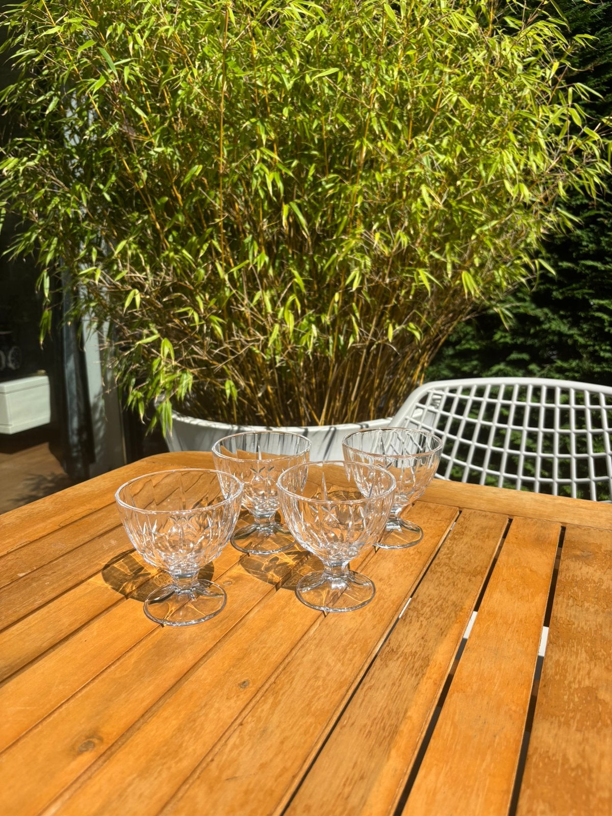 Set van 4 Franse ARC ijscoupes van glas,vintage,zgan, Antiek en Kunst, Antiek | Glas en Kristal, Ophalen of Verzenden