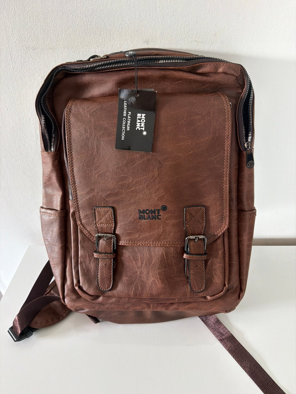 Mont Blanc Leren Rugzak, 25 tot 40 cm, Nieuw, Ophalen, Overige merken