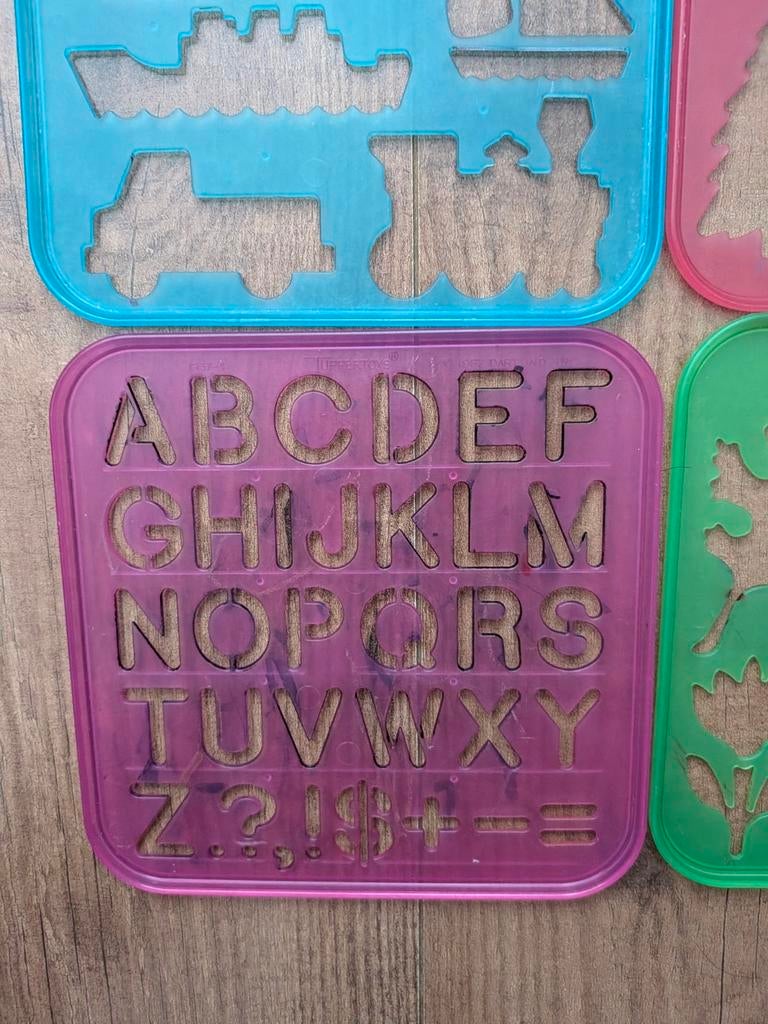 6x Tupperware Teken Sjablonen - Diverse Thema's, Gebruikt, Tupperware, Dieren, Meerkleurig