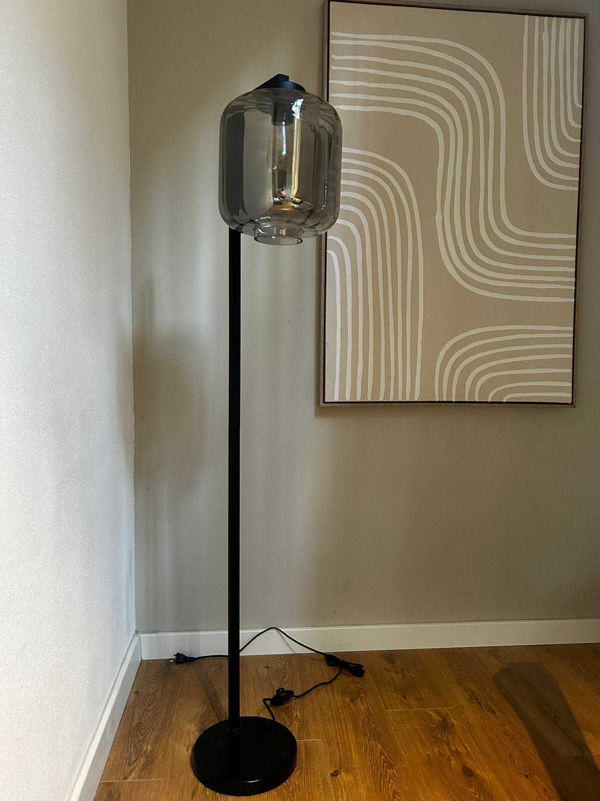 Vloerlamp met smokeglas lamp, Huis en Inrichting, Ophalen, Zo goed als nieuw, 150 tot 200 cm