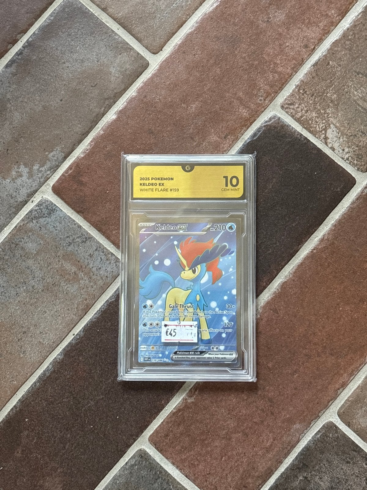 Keldeo ex White Flare #159 Global Grading 10 Pokémon Kaart, Ophalen of Verzenden, Nieuw, Losse kaart, Foil