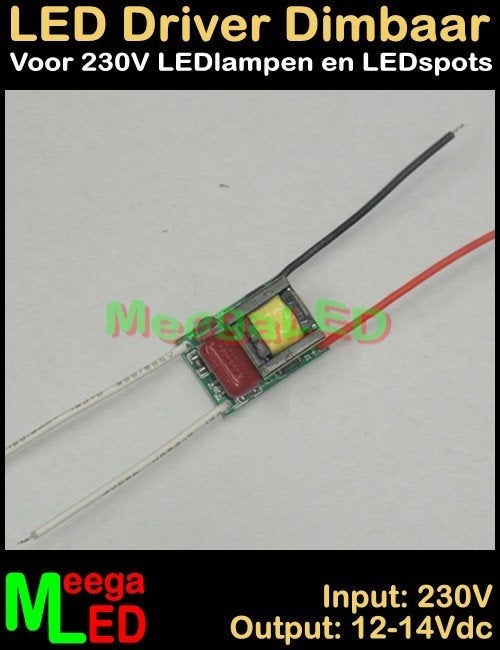 LED Driver Voeding Adapter Trafo - 230V > 12-14V - 300mA 3W, Nieuw, Overige fittingen, Ophalen of Verzenden, Modern