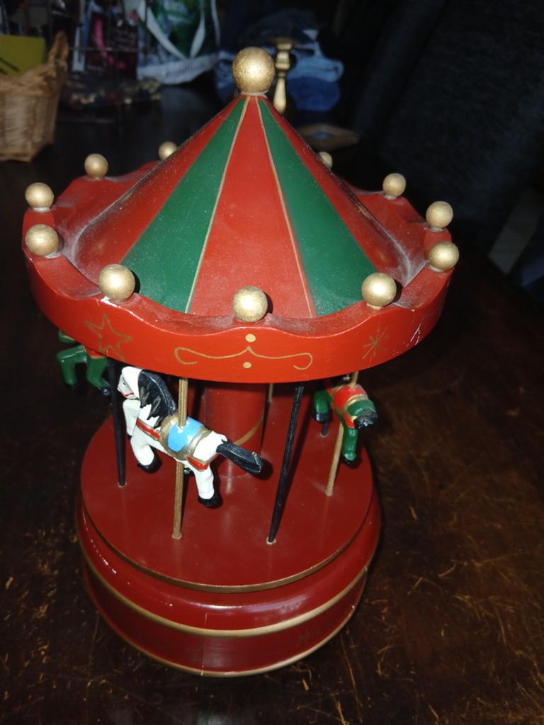 Houten Muziekdoos Carrousel met Paardjes, Ophalen of Verzenden, Gebruikt