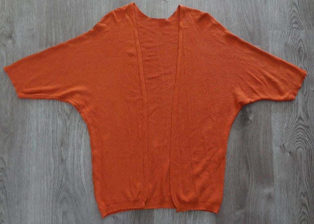Oranje bruin vest met halflange vleermuis mouwen maat L, Ophalen of Verzenden, Gedragen, Maat 42/44 (L), Oranje