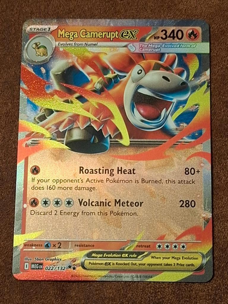 Mega Camerupt Ex 22 Pokemon Mega Evolution, Ophalen of Verzenden, Zo goed als nieuw, Losse kaart, Foil