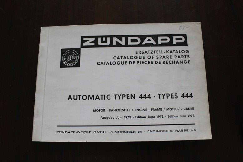 Zündapp typ 444 Automatic 1973 ersatzteil katalog parts list, Ophalen of Verzenden, Gebruikt