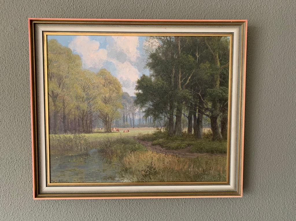 Heel mooi schilderij met koeien, W.J. Alberts, Antiek en Kunst, Kunst | Schilderijen | Klassiek, Ophalen of Verzenden