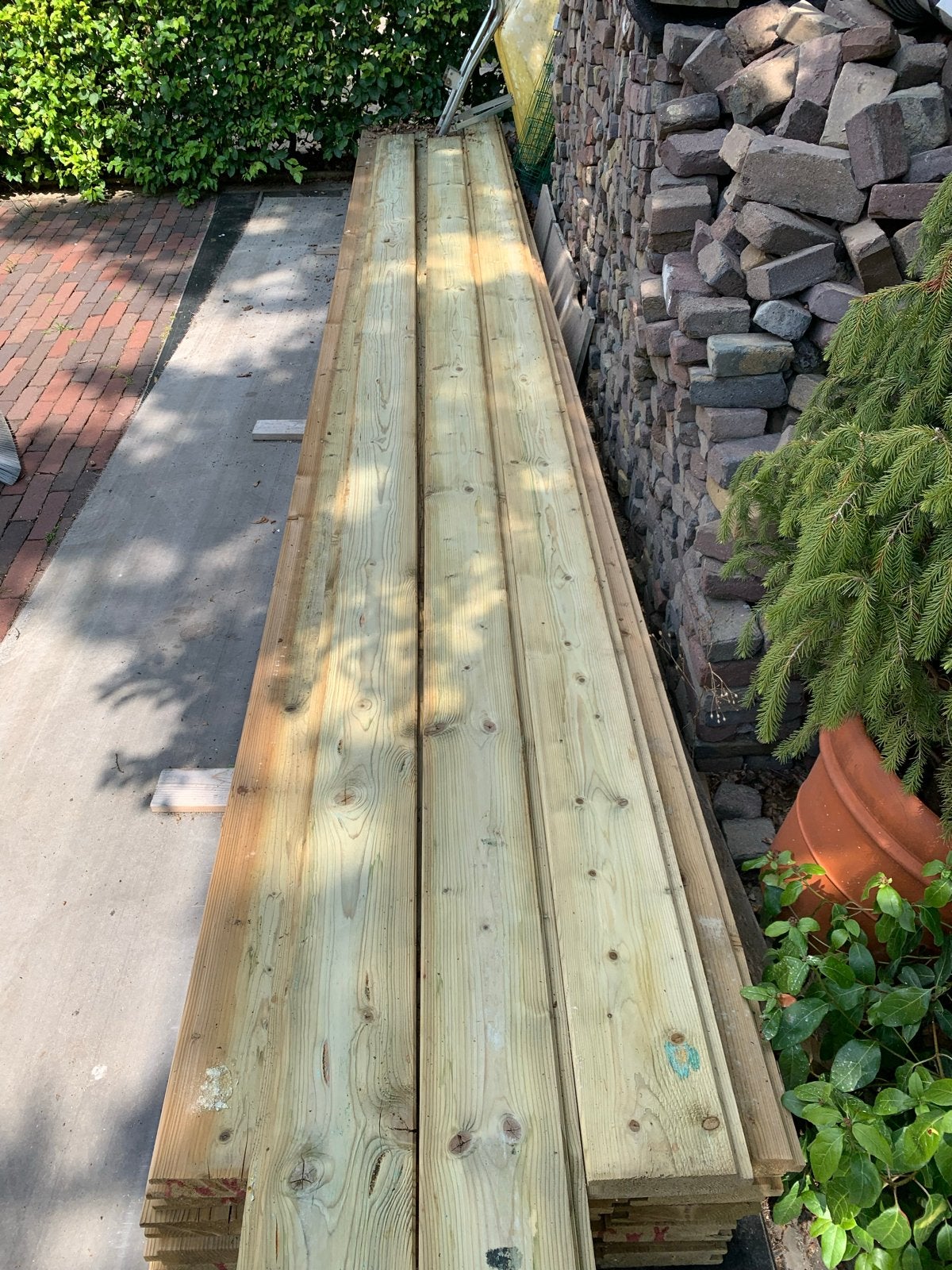 Blokhutprofiel /Damwand geimpregneerd 480cm lang, 45mm dik, 25 tot 50 mm, Nieuw, Plank, 300 cm of meer