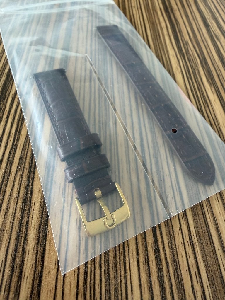 Omega leren horlogeband 18 mm NIEUW, gouden Omega gesp 16 mm, Sieraden, Tassen en Uiterlijk, Horloges | Heren, Leer, Polshorloge