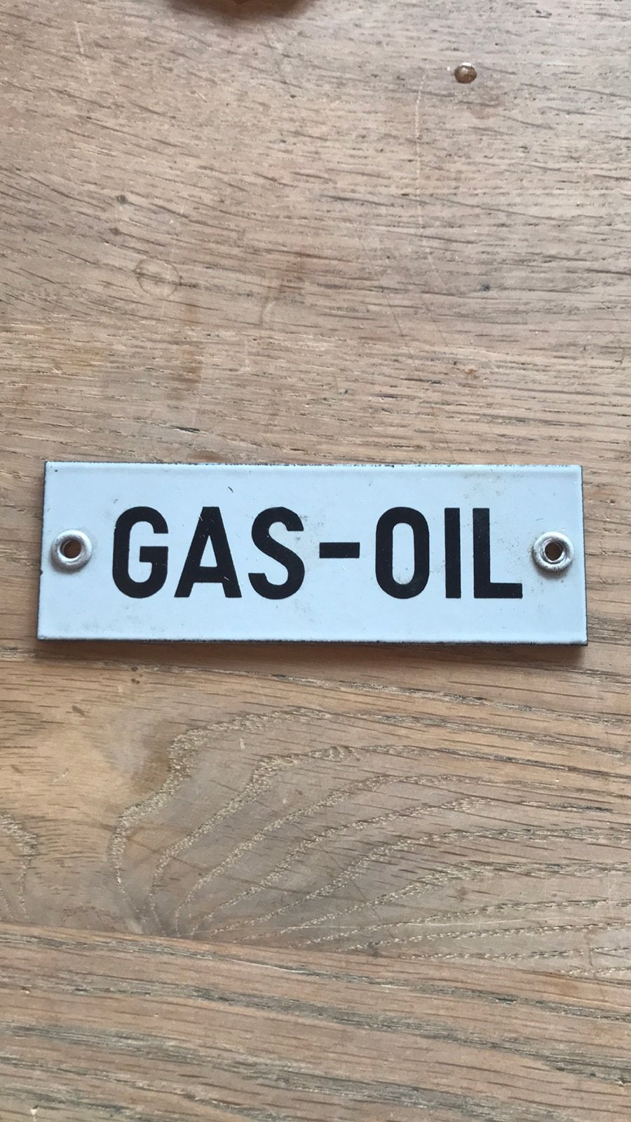 Oud emaille bordje benzinepomp, Ophalen of Verzenden, Gebruikt, Reclamebord