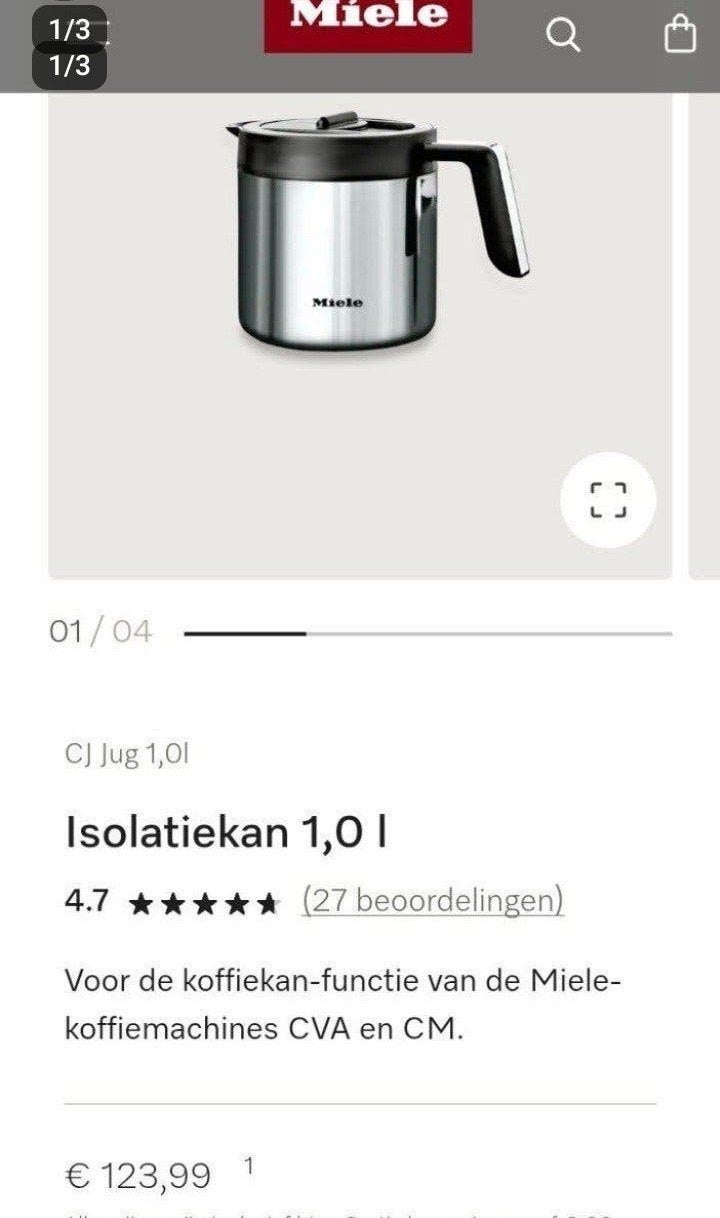 Nieuwe Miele Isolatiekan 1,0 L voor koffiemachines, Ophalen, Nieuw