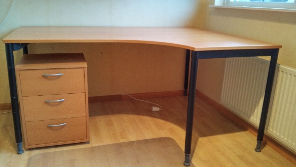 Mooi hoekbureau met ladenblokken, Ophalen, Gebruikt, Scandinavisch, Spaanplaat of MDF