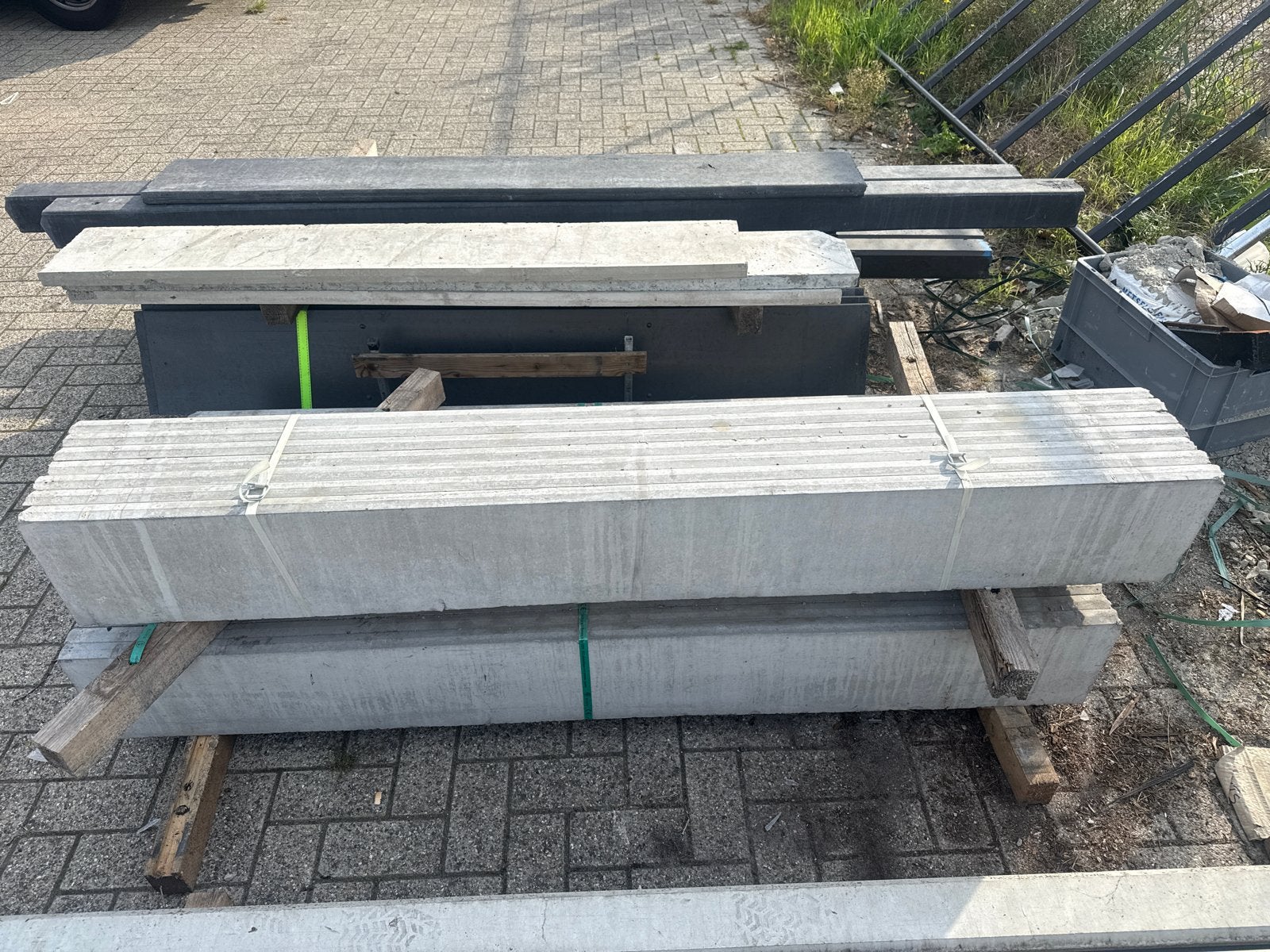 Beton onderplaat wit licht grijs 185x24x3cm B-keus, Ophalen, Gebruikt