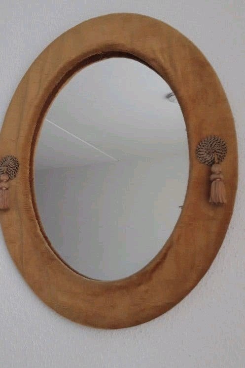 Spiegel  (Vintage)  Fluweel, Minder dan 50 cm, Gebruikt, Ophalen of Verzenden, Minder dan 100 cm
