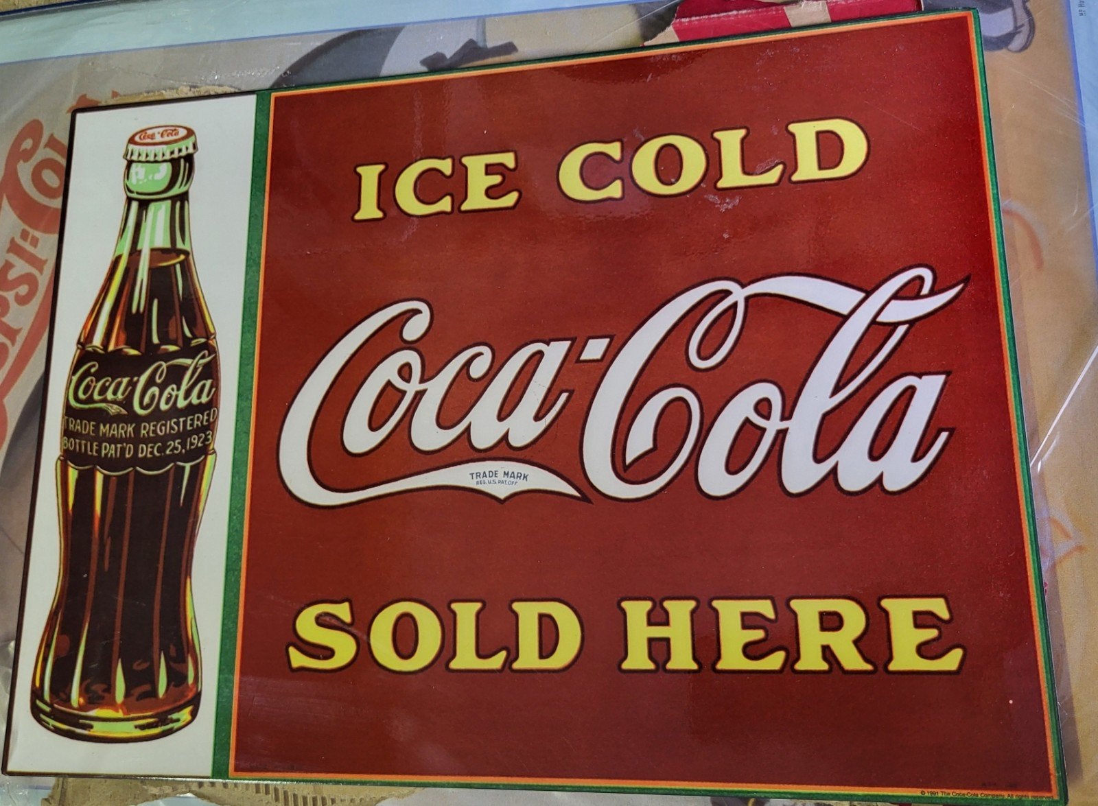 Vintage Coca-Cola Reclamebord "Ice Cold Sold Here", Ophalen