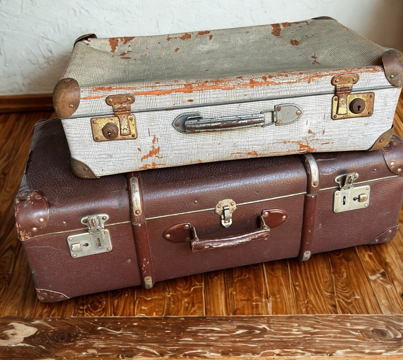 Set van 2 prachtige vintage koffers – retro / brocante, Ophalen, Zo goed als nieuw, Leer