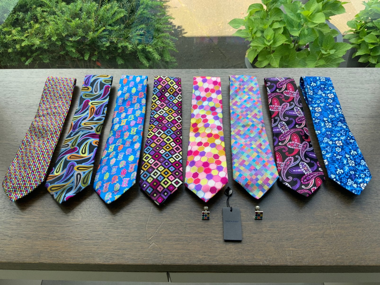 Stropdassen DUCHAMP en Manchetknopen., Kleding | Heren, Stropdassen, Ophalen of Verzenden, Zo goed als nieuw, Overige kleuren