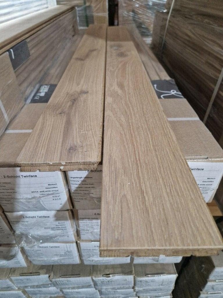 HOUTEN PARKET; 169M2 EIKEN, MASSIEF & GEOLIED, 100MM BREED, Ophalen, Nieuw, 75 m² of meer, Parket
