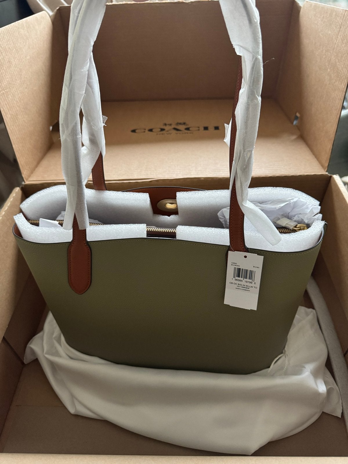 Nieuwe leren Coach Willow tas met laptopvak - Ongebruikt!, Ophalen of Verzenden, Nieuw, Groen, Shopper
