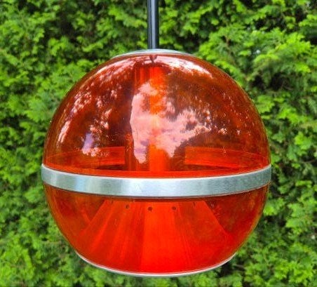 Retro oranje hanglamp Dijkstra lampen jaren 70, Ophalen of Verzenden