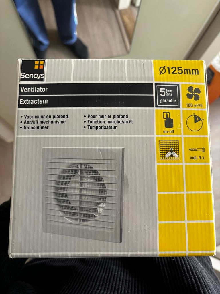 Sencys Ventilator/Afzuiger Ø125mm met Timer, Ophalen of Verzenden, Nieuw, Ventilator en Afzuiger