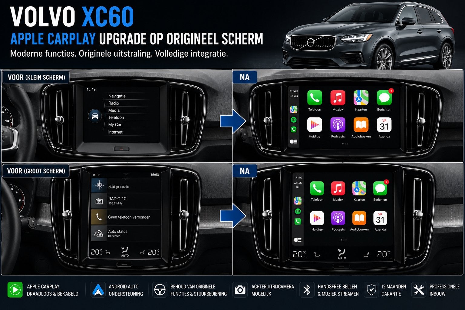 Volvo XC60 Apple CarPlay op Origineel Scherm, Auto diversen, Ophalen of Verzenden, Nieuw