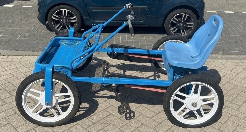 Blauwe skelter met twee zitplaatsen, Fietsen en Brommers, Ophalen, Gebruikt, Velgrem