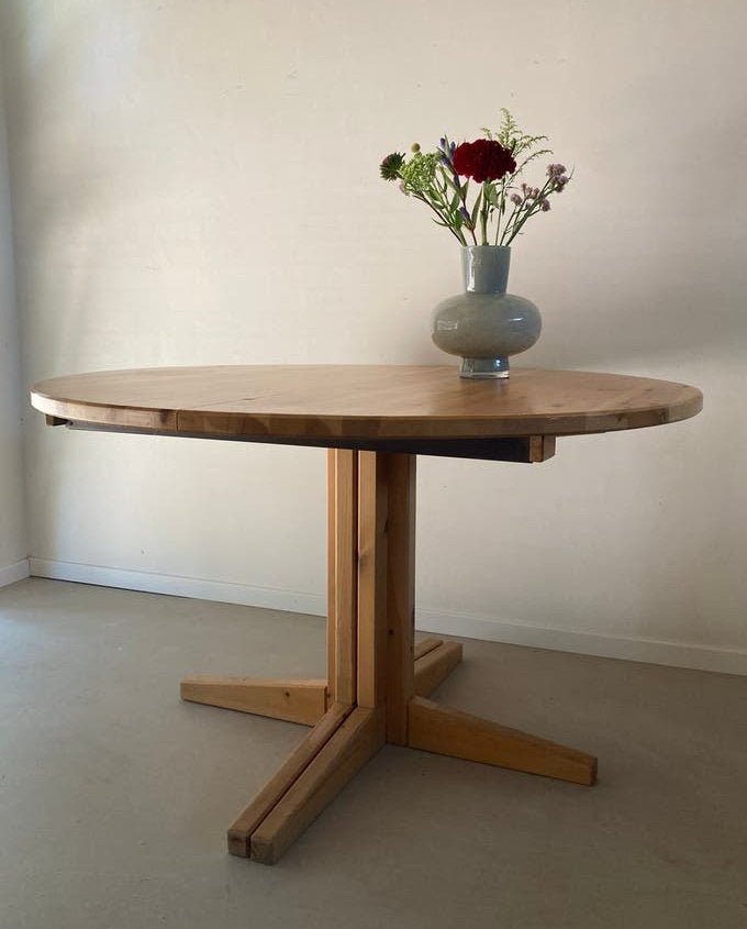 Midcentury vintage XL Deense massieve eettafel uitschuifbaar, Huis en Inrichting, Tafels | Eettafels, Ophalen, Gebruikt, 100 tot 150 cm