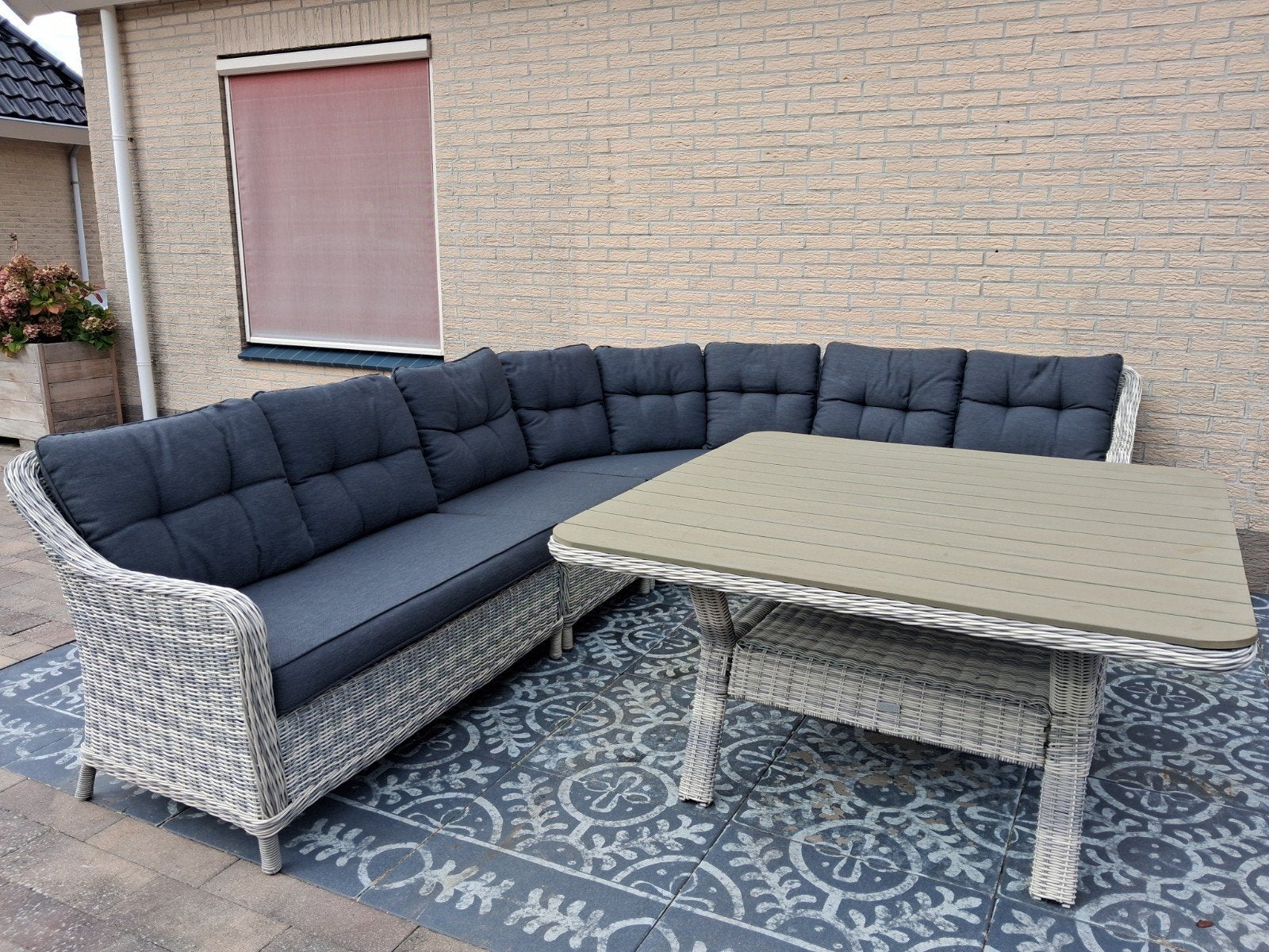 Garden Impressions Wicker Loungeset met Tafel, Tuin en Terras, Ophalen, Loungeset, Wicker, Bank