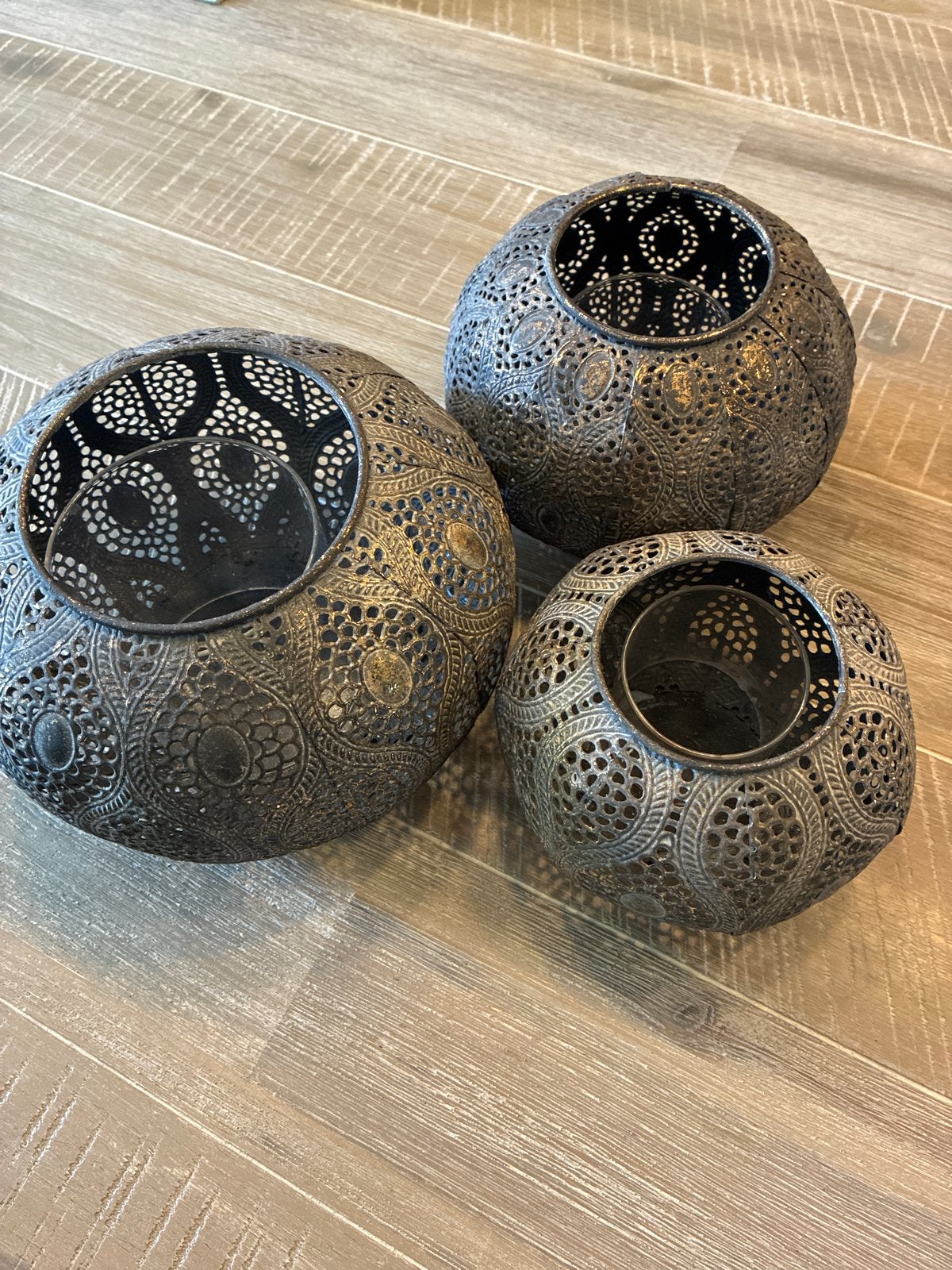 Set van 3 Oosterse Windlichten/Waxinelichthouders, Huis en Inrichting, Woonaccessoires | Kandelaars en Kaarsen, Windlicht, Meerkleurig