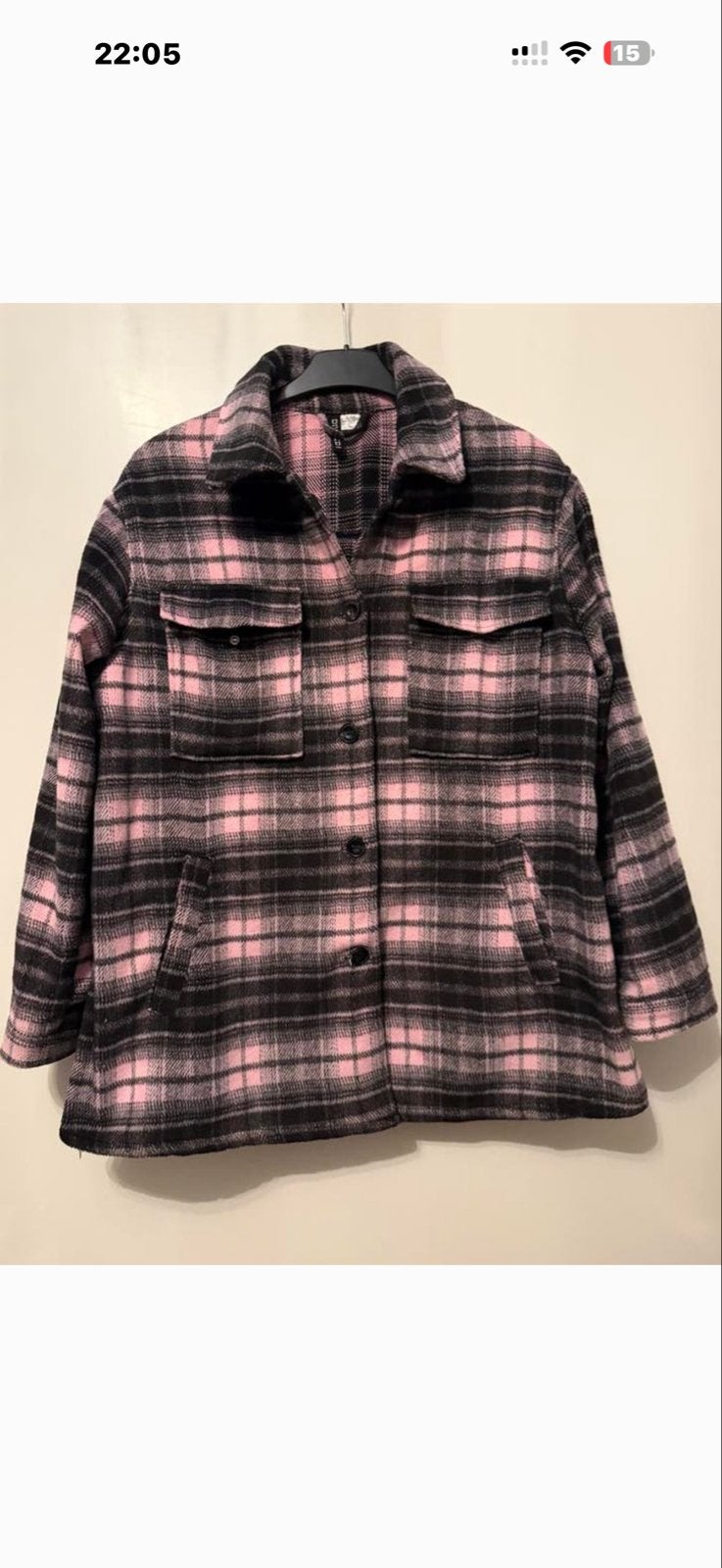 Geruite Overshirt Jas Roze Zwart Maat M, Ophalen of Verzenden, Zo goed als nieuw, Maat 38/40 (M), Meerkleurig