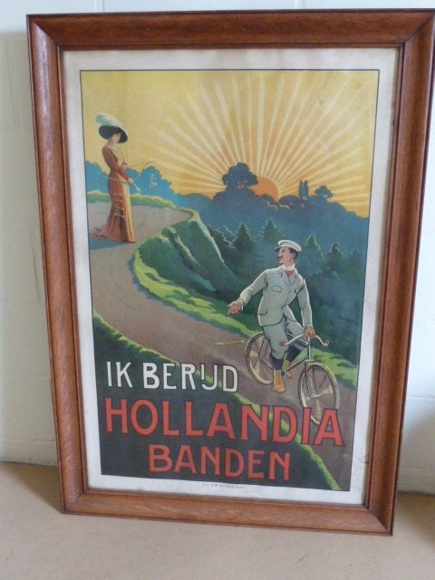antieke fiets AFFICHE oldtimer buitenbanden rijwiel retro, Ingelijst, Ophalen