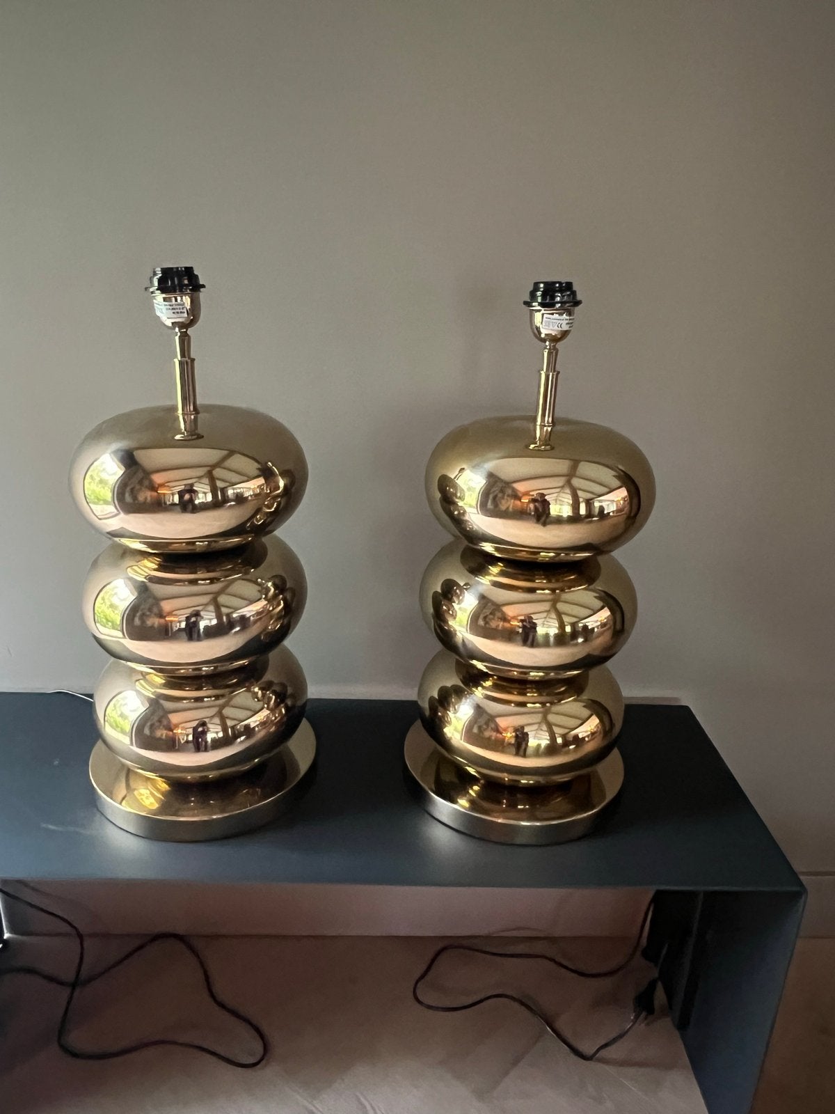 Set van 2 gouden tafellampen - Modern design, Ophalen, Goud, E27 (groot), Metaal