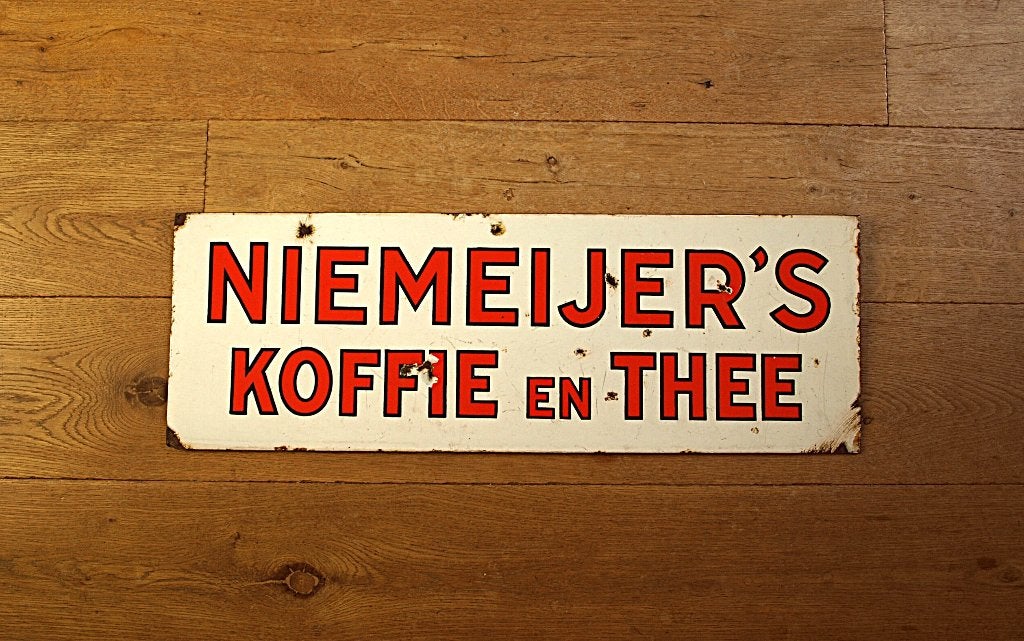 Emaille Niemeijer's Koffie en Thee   Niemeijer's Ster Tabak, Verzamelen, Ophalen, Gebruikt, Reclamebord