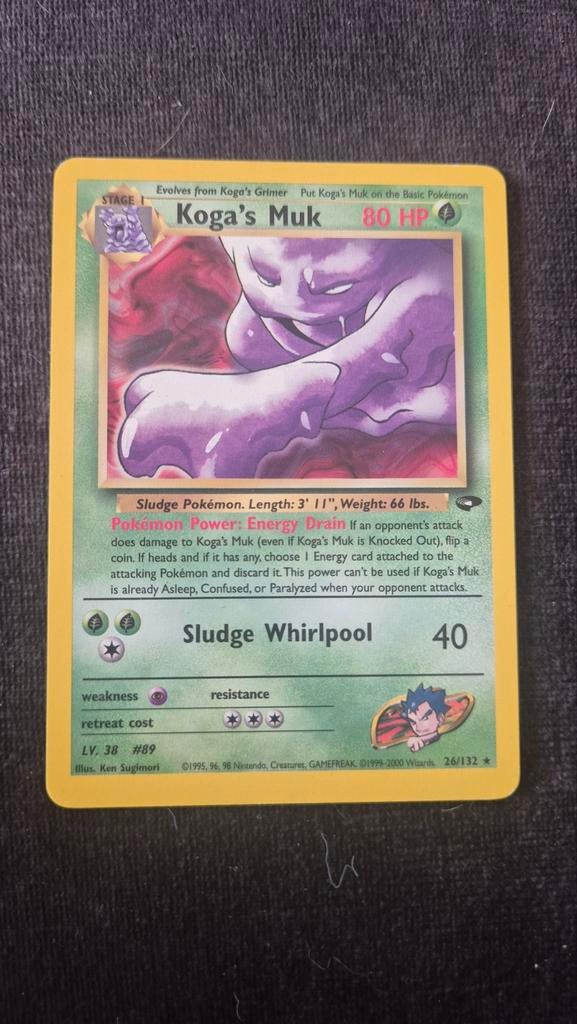 Koga's Muk Pokémon Kaart - Gym Challenge Set, Ophalen of Verzenden, Gebruikt, Losse kaart
