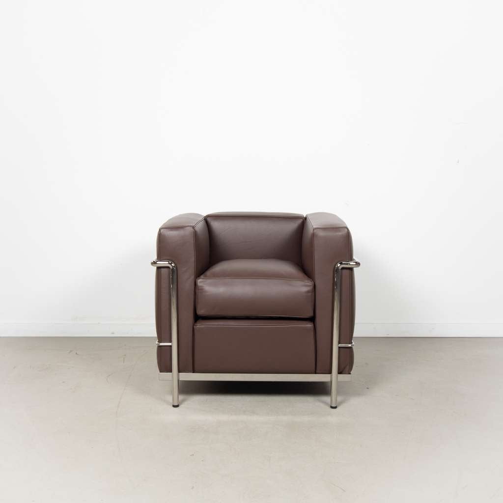 2x Cassina LC2 Fauteuil Pelle Scozia Moka Leer, Niet ingevuld, Minder dan 75 cm, Niet ingevuld, Nieuw