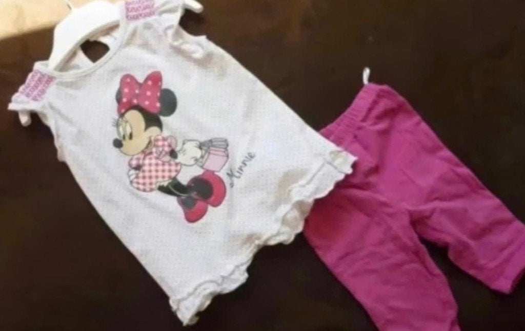 Minnie Mouse zomer jurk met roze legging in maat 80, Kinderen en Baby's, Ophalen, Zo goed als nieuw, Meisje, Jurkje of Rokje