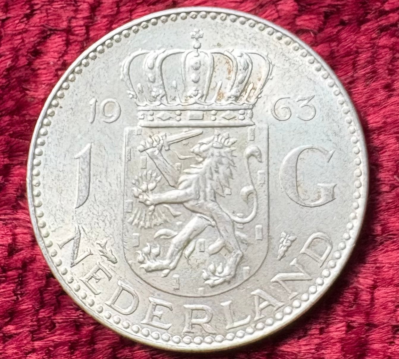 Zilveren 1 Gulden munt Koningin Juliana 1963, Postzegels en Munten, Munten | Nederland, 1 gulden, Koningin Juliana, Zilver, Ophalen of Verzenden