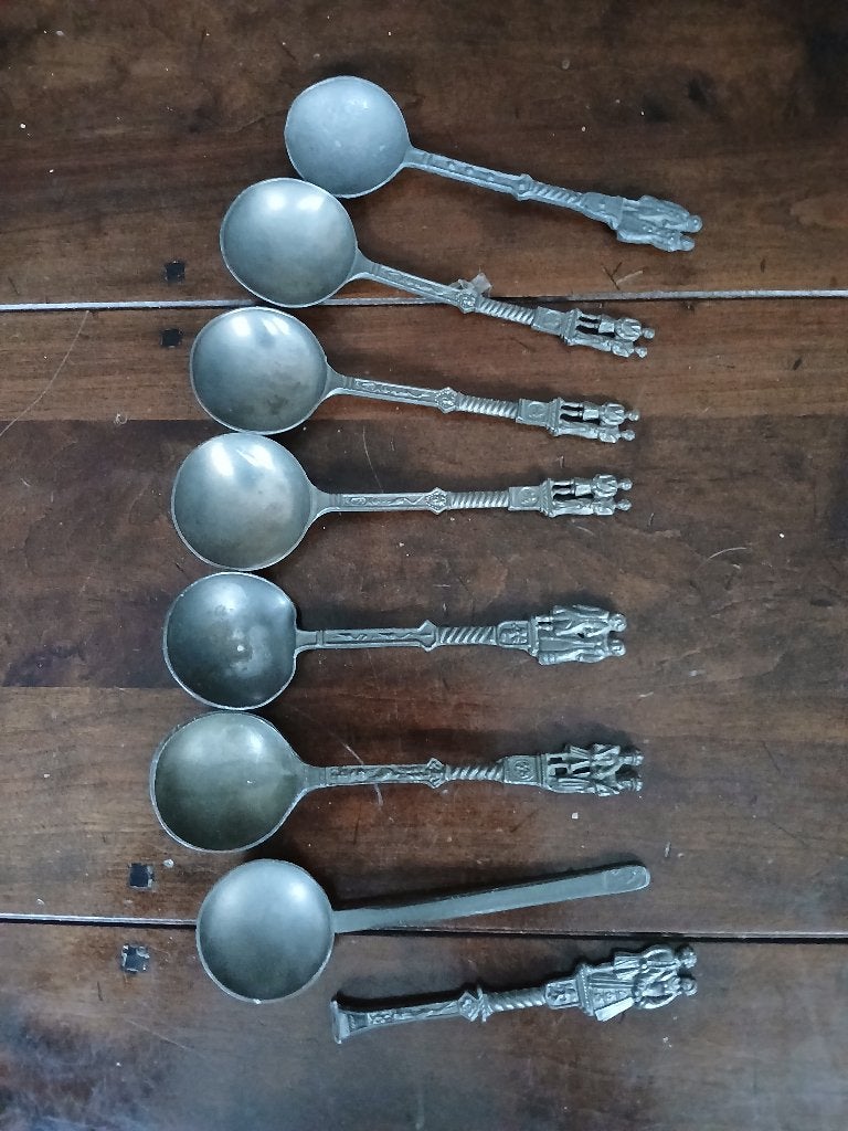 Vintage tinnen huwelijk lepels, Ophalen of Verzenden