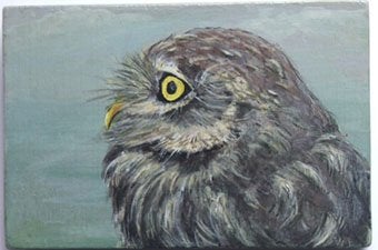 schilderijtje, miniatuur, Dieren, Ophalen of Verzenden, Klassiek, Origineel werk