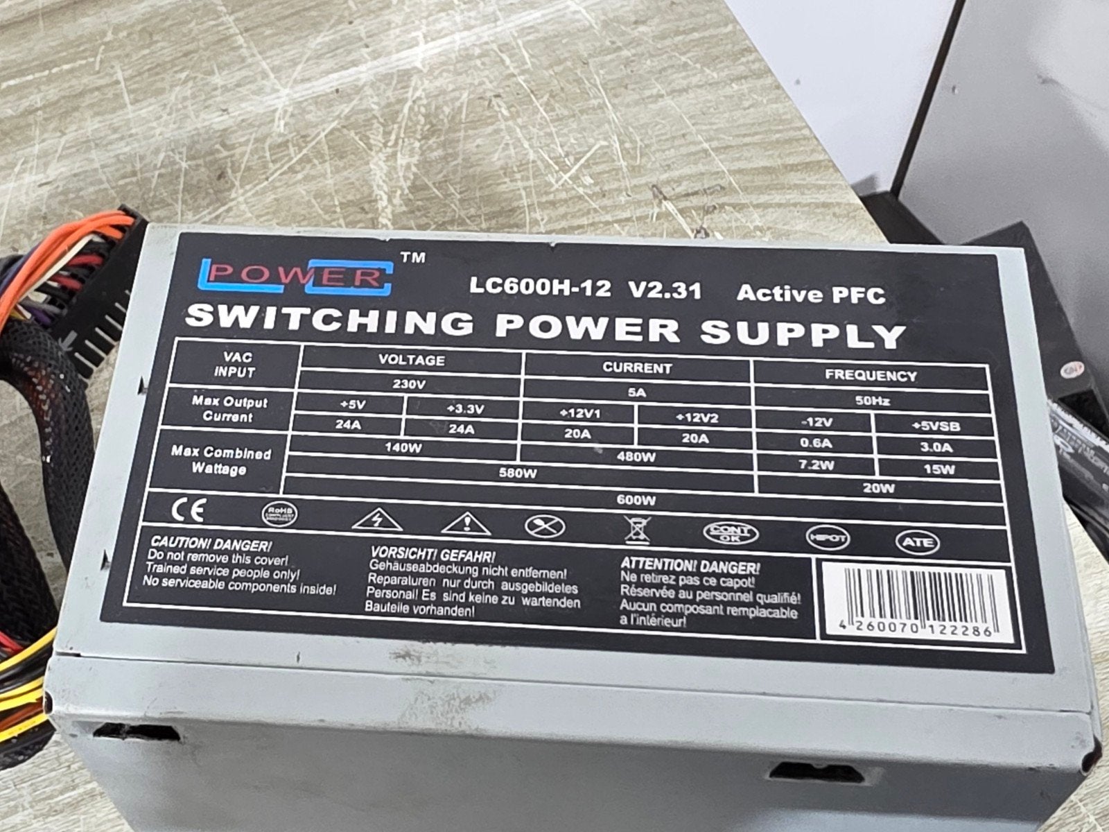 lc power 600w max voeding psu power supply lc600h-12 v2.31, Ophalen of Verzenden, ., ., .