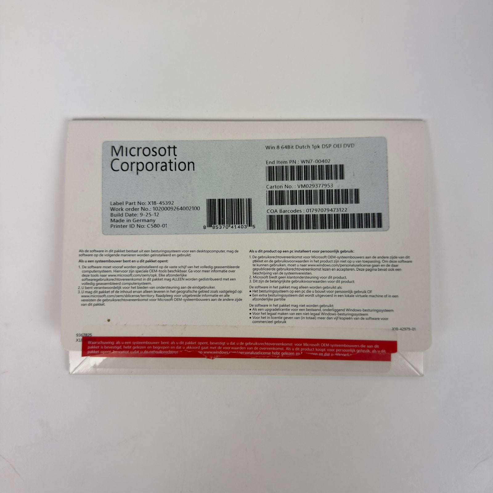 Microsoft Windows 8 OEM DVD 32/64-bit Nederlands, Computers en Software, Besturingssoftware, Ophalen of Verzenden, Gebruikt, Windows